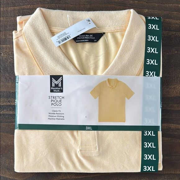 MEMBERS MARK Yellow Polo Shirt Smooth Cotton Blend - Picture 1 of 4